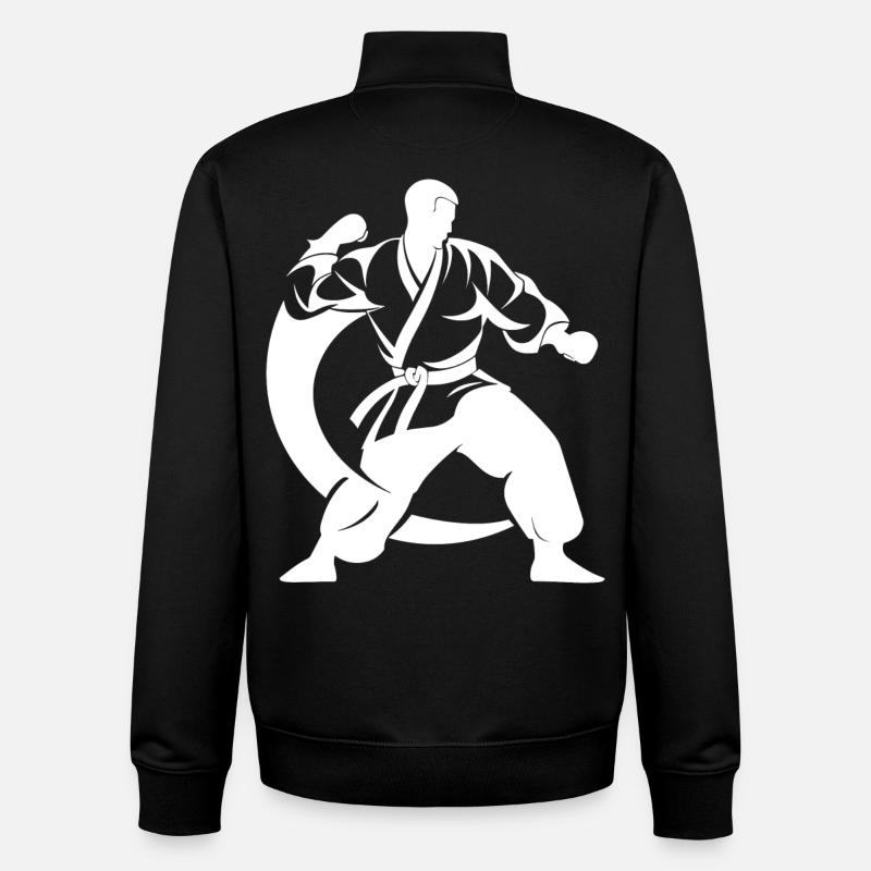 Karateka Zeichnung - Unisex Organic Zip Sweatshirt von Stanley/Stella - Schwarz