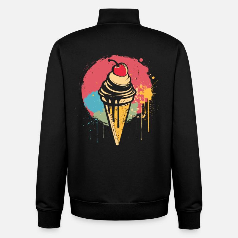 Ice cream cone graffiti - Unisex Organic Zip Sweatshirt by Stanley/Stella - black