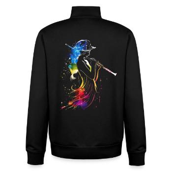 Flute player Retrowave - Unisex Organic Zip Sweatshirt by Stanley/Stella - black - Back - AI Model Male 185 light (185cm)