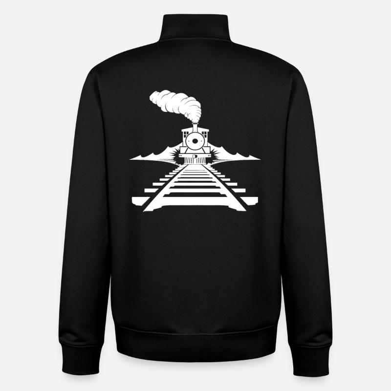 Dessin ferroviaire - Sweat zippé unisexe en coton bio Stanley/Stella - noir