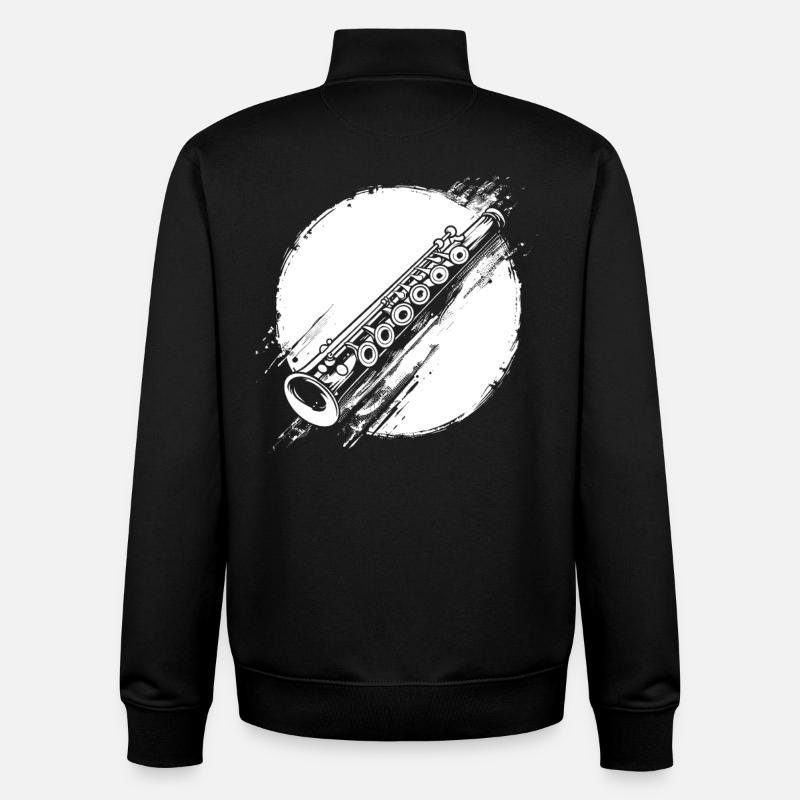 Flûte graphique - Sweat zippé unisexe en coton bio Stanley/Stella - noir