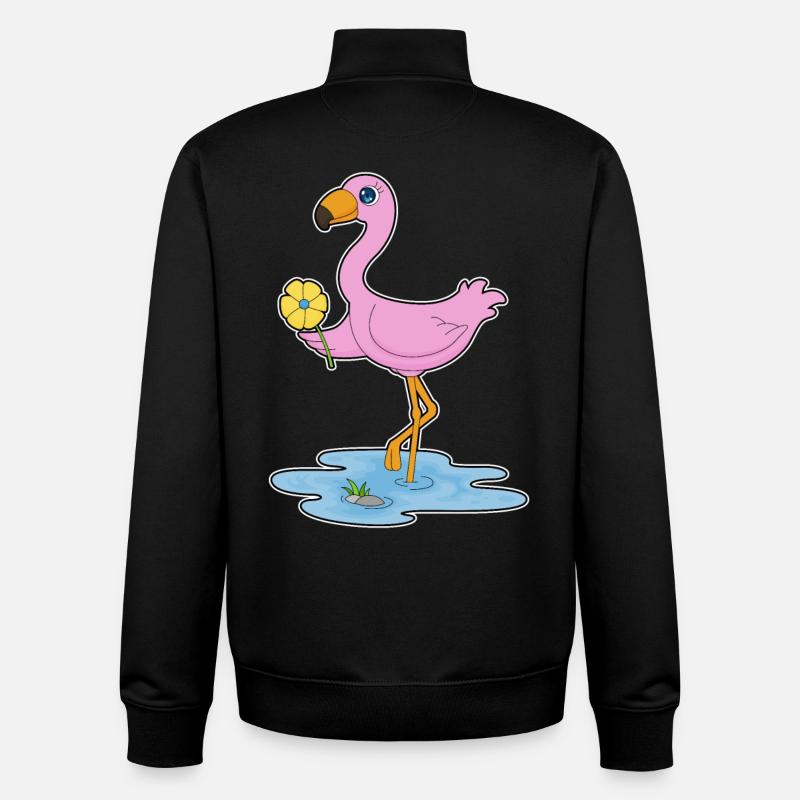 Flamingo Blume - Unisex Organic Zip Sweatshirt von Stanley/Stella - Schwarz