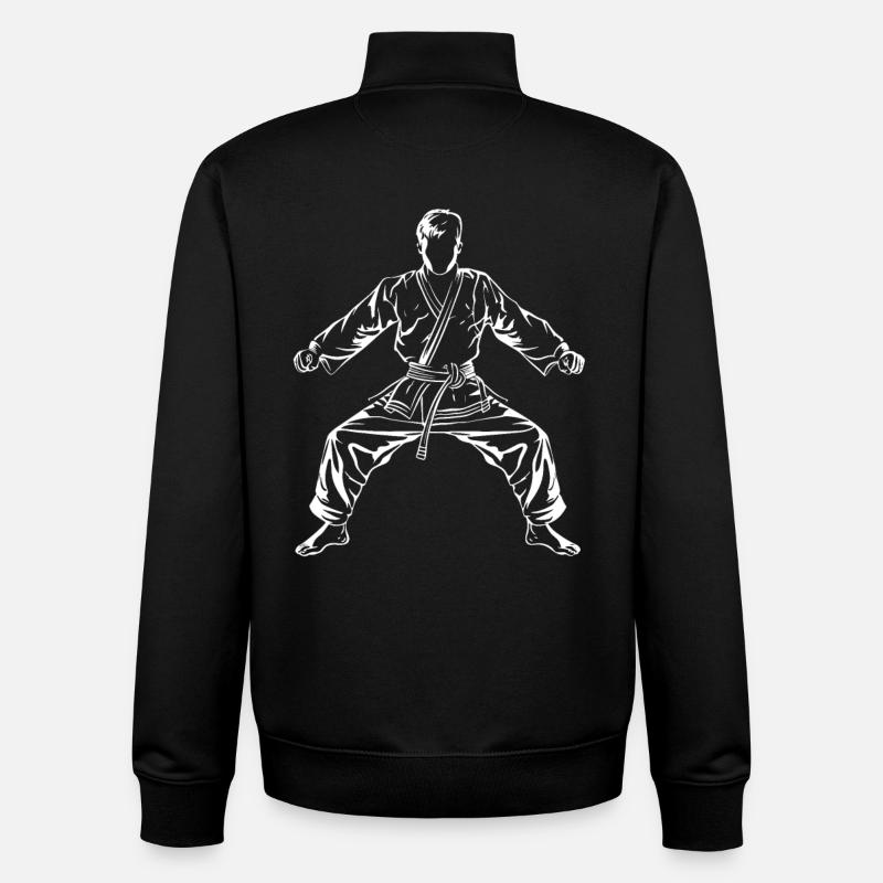 Karate Boy Drawing - Unisex Organic Zip Sweatshirt by Stanley/Stella - black