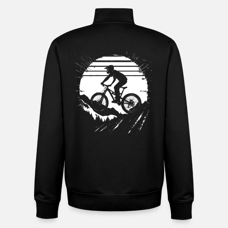Mountain Biking Sketch - Unisex Organic Zip Sweatshirt by Stanley/Stella - black