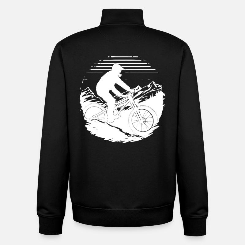 Mountainbiker Zeichnung - Unisex Organic Zip Sweatshirt von Stanley/Stella - Schwarz