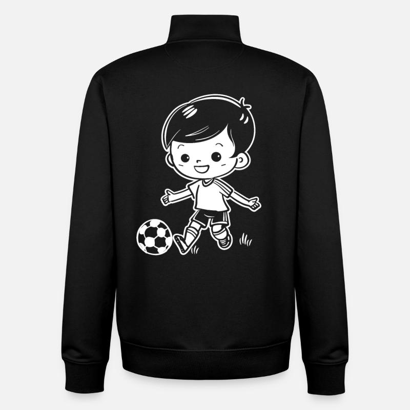 Soccer Boy Drawing - Unisex Organic Zip Sweatshirt by Stanley/Stella - black