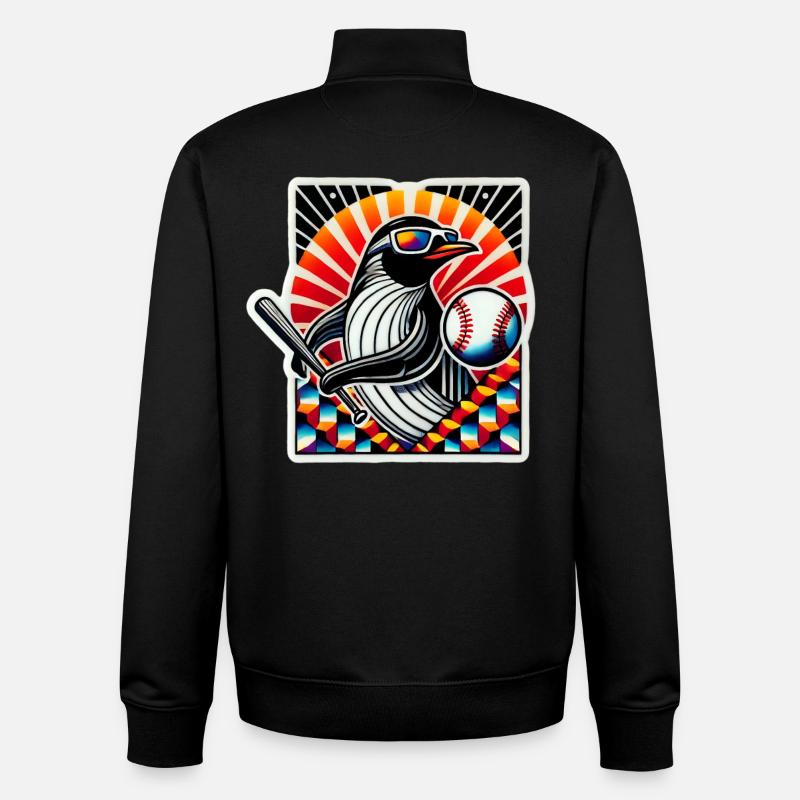 Baseball des pingouins - Sweat zippé unisexe en coton bio Stanley/Stella - noir
