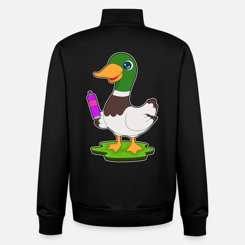 Aérosol de pulvérisation de canard - Sweat zippé unisexe en coton bio Stanley/Stella - noir