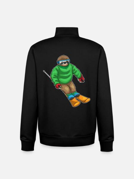 Sloth Skier Ski - Unisex Organic Zip Sweatshirt by Stanley/Stella - black