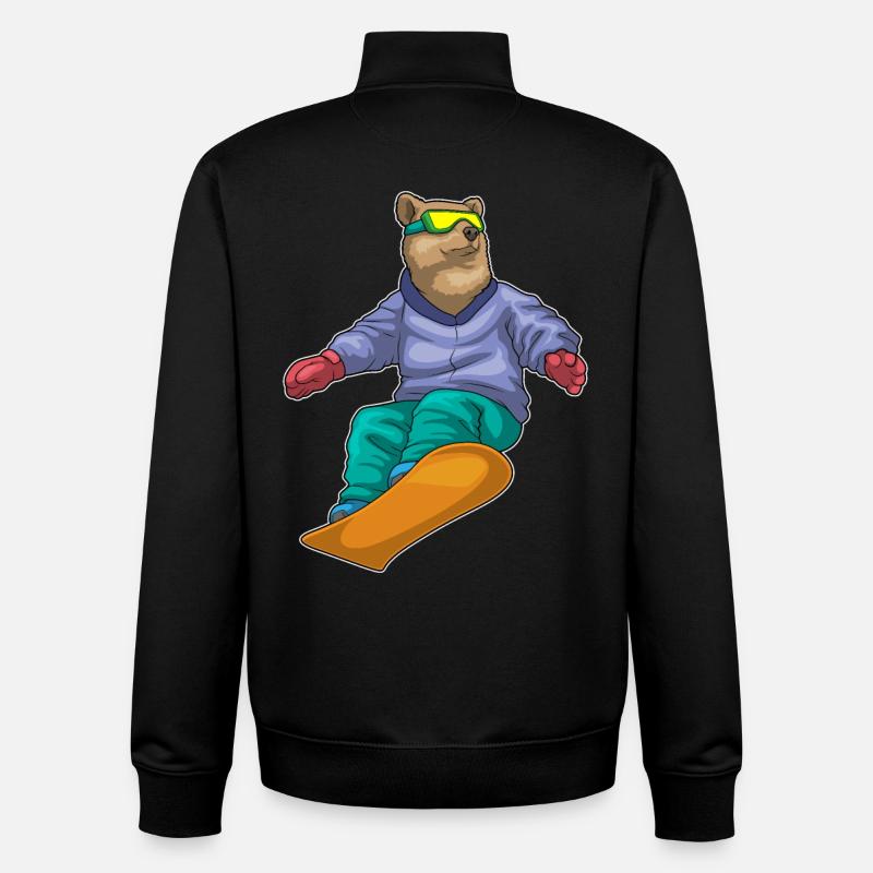 Bär Snowboard Sports d’hiver - Sweat zippé unisexe en coton bio Stanley/Stella - noir