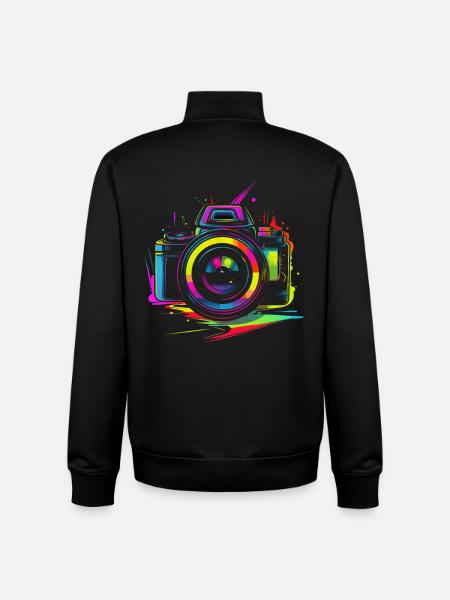 Photography Camera Retrowave - Unisex Organic Zip Sweatshirt by Stanley/Stella - black