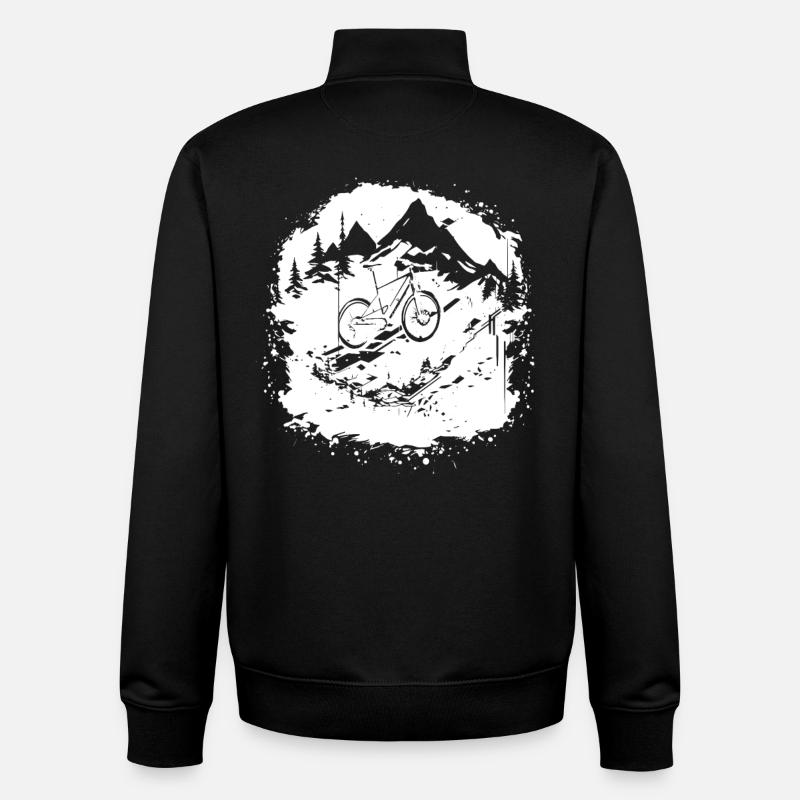 Graphismes de VTT - Sweat zippé unisexe en coton bio Stanley/Stella - noir