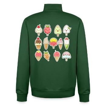 Ice Cream Cartoon Look - Unisex Organic Zip Sweatshirt by Stanley/Stella - bottle green - Back - AI Model Male 185 dark (185cm)