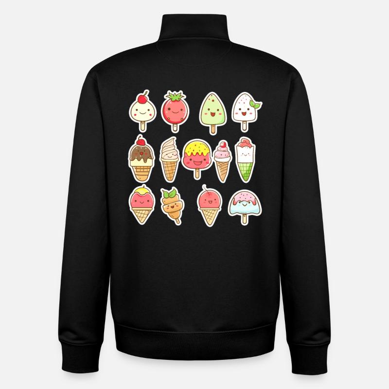 Ice Cream Cartoon Look - Unisex Organic Zip Sweatshirt by Stanley/Stella - black