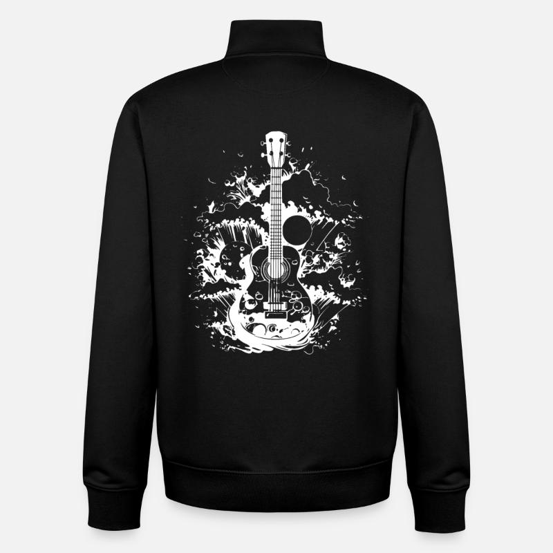 Dessin de ukulélé - Sweat zippé unisexe en coton bio Stanley/Stella - noir