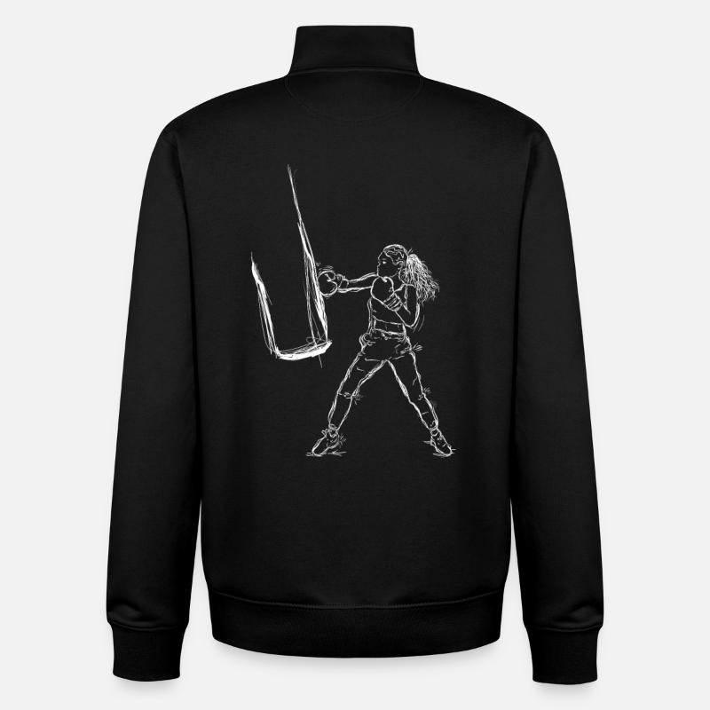 Boxer Sketch - Unisex Organic Zip Sweatshirt by Stanley/Stella - black