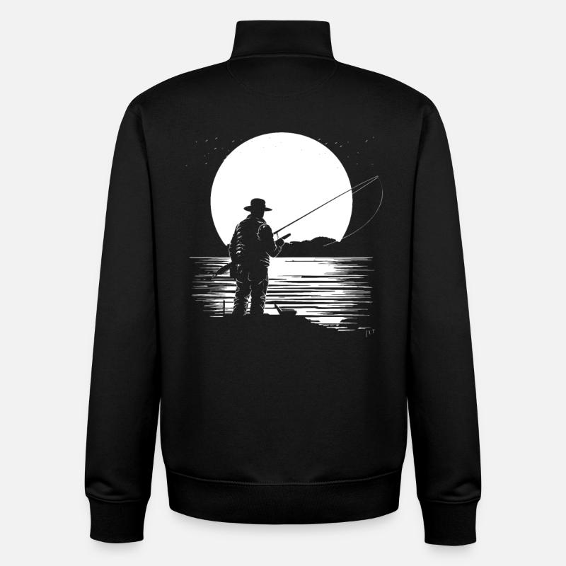 Graphiques de pêche - Sweat zippé unisexe en coton bio Stanley/Stella - noir