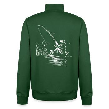 Angling - Unisex Organic Zip Sweatshirt by Stanley/Stella - bottle green - Back - AI Model Male 185 dark (185cm)