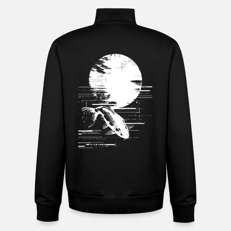 Dessin de pêche - Sweat zippé unisexe en coton bio Stanley/Stella - noir