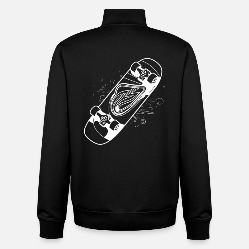 Dessin de planche à roulettes - Sweat zippé unisexe en coton bio Stanley/Stella - noir