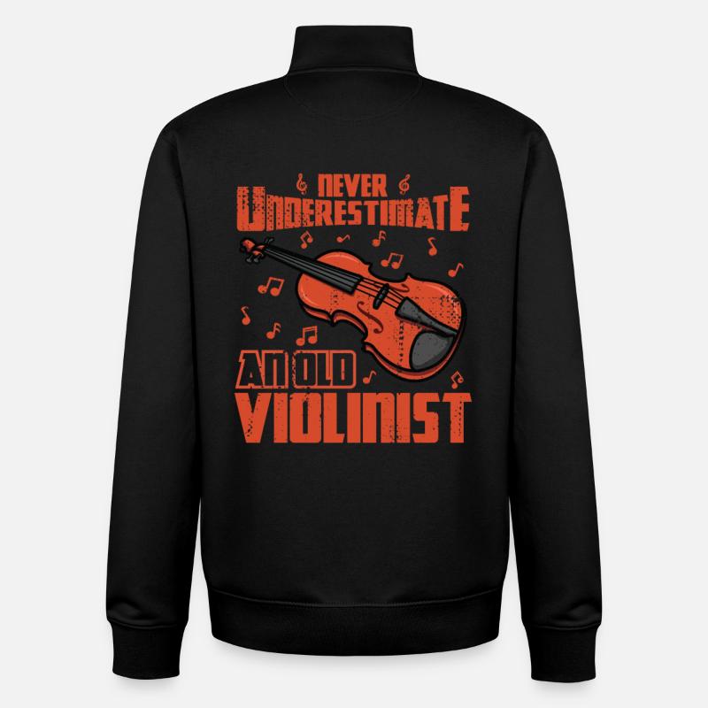 Never Underestimate An Old Violinist - Unisex Organic Zip Sweatshirt by Stanley/Stella - black