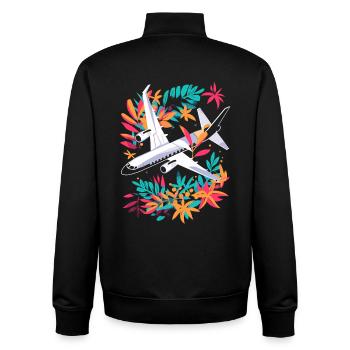 Airplane Cartoon - Unisex Organic Zip Sweatshirt by Stanley/Stella - black - Back - AI Model Male 185 light (185cm)