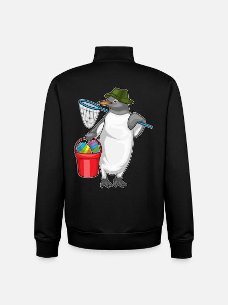 Penguin Easter Fishing - Unisex Organic Zip Sweatshirt by Stanley/Stella - black