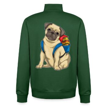 Élève de Pâques Pug - Sweat zippé unisexe en coton bio Stanley/Stella - vert bouteille - Dos - AI Model Male 185 dark (185cm)