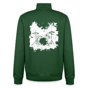 Dessin de batterie - Sweat zippé unisexe en coton bio Stanley/Stella - vert bouteille - Dos - AI Model Male 185 dark (185cm)
