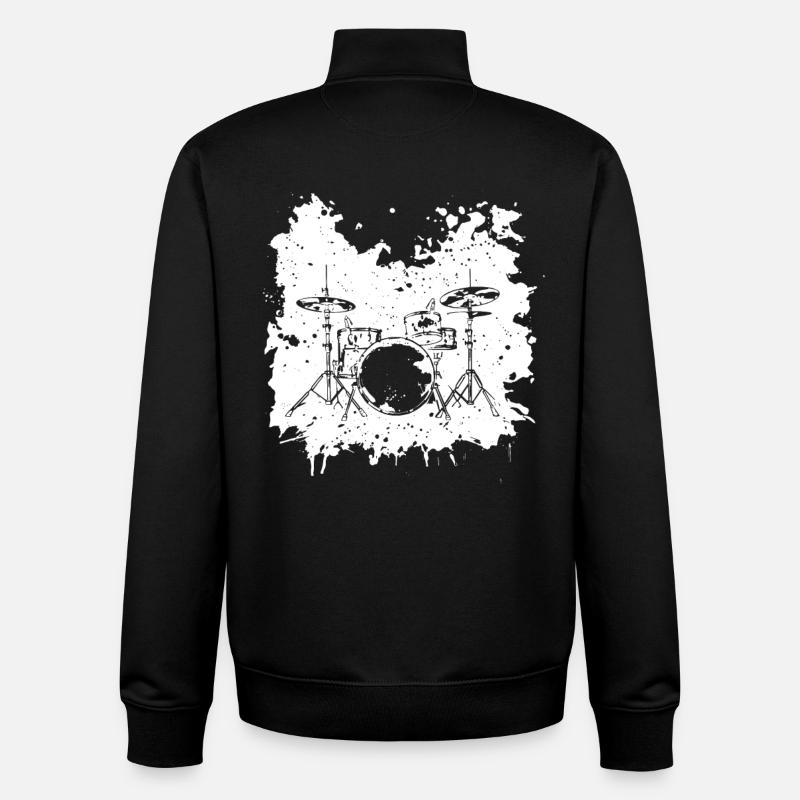 Dessin de batterie - Sweat zippé unisexe en coton bio Stanley/Stella - noir