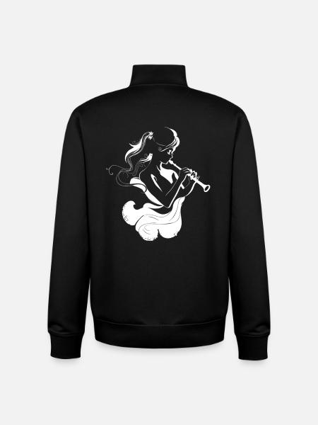 Flute Player Sketch - Unisex Organic Zip Sweatshirt by Stanley/Stella - black