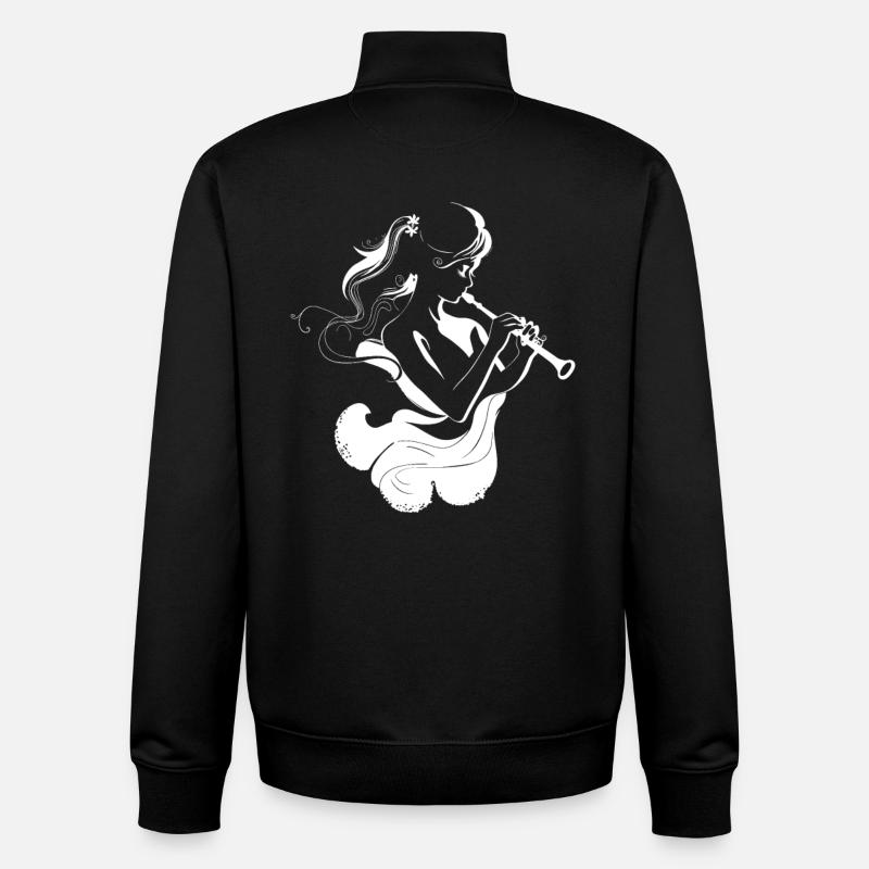 Flute Player Sketch - Unisex Organic Zip Sweatshirt by Stanley/Stella - black
