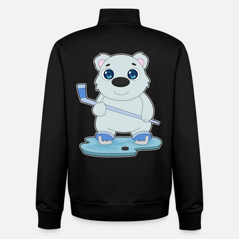Eisbär Eishockey Eishockeyschläger - Unisex Organic Zip Sweatshirt von Stanley/Stella - Schwarz