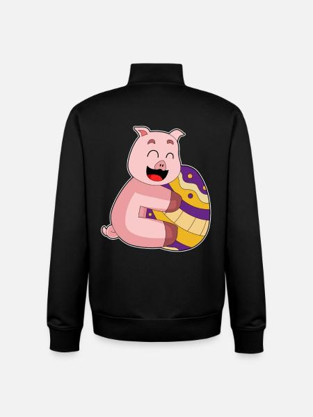 Oeuf de Pâques Cochon - Sweat zippé unisexe en coton bio Stanley/Stella - noir