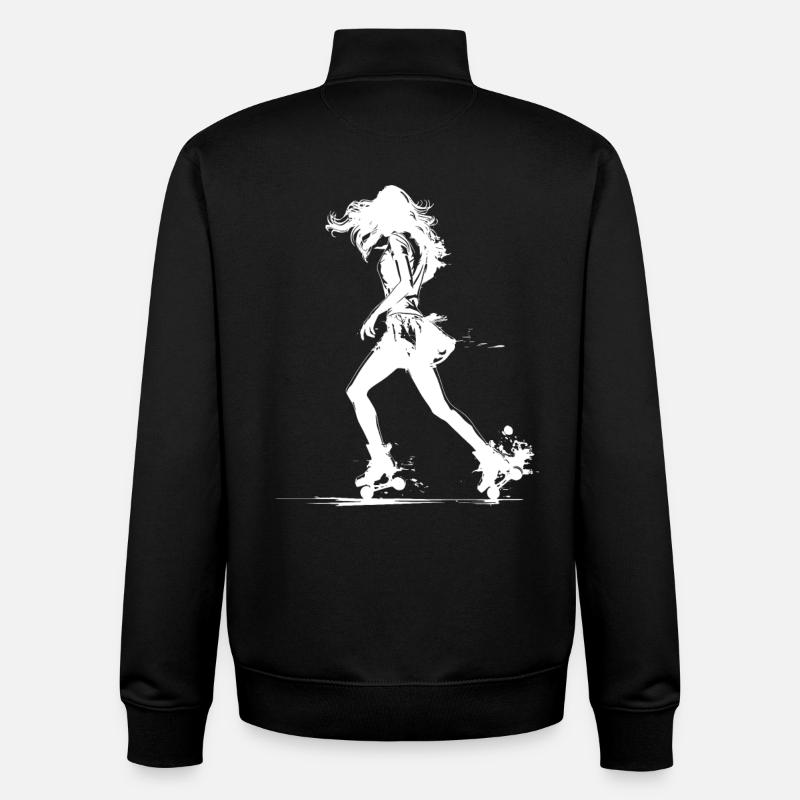 Dessin de patineur à roulettes - Sweat zippé unisexe en coton bio Stanley/Stella - noir