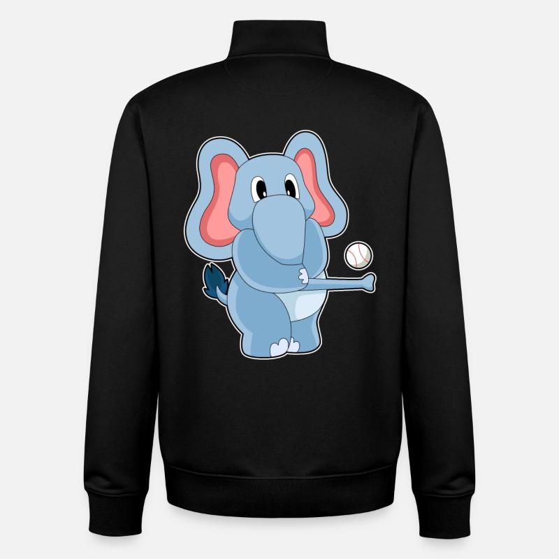 Elefant Baseball  - Unisex Organic Zip Sweatshirt von Stanley/Stella - Schwarz