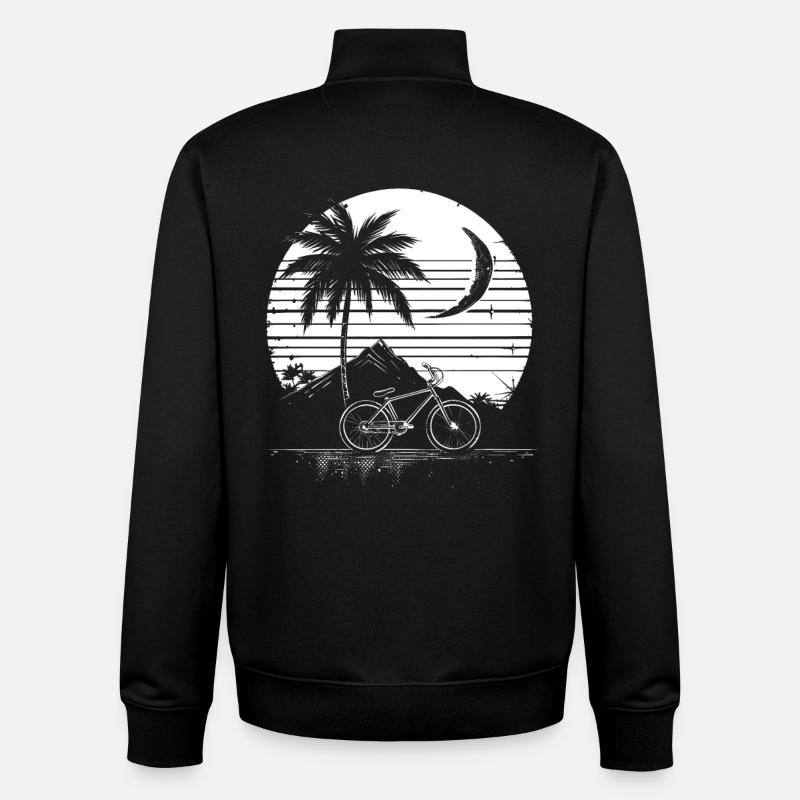 Mountain Biking Drawing - Unisex Organic Zip Sweatshirt by Stanley/Stella - black