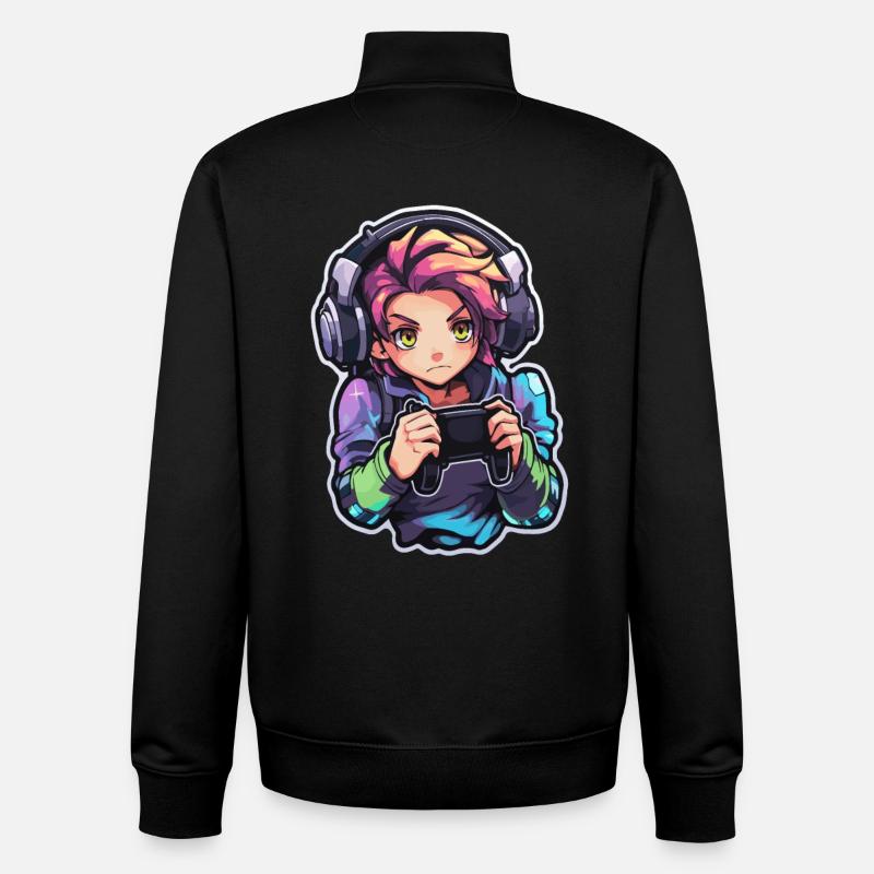 Gamer Anime Look - Unisex Organic Zip Sweatshirt von Stanley/Stella - Schwarz