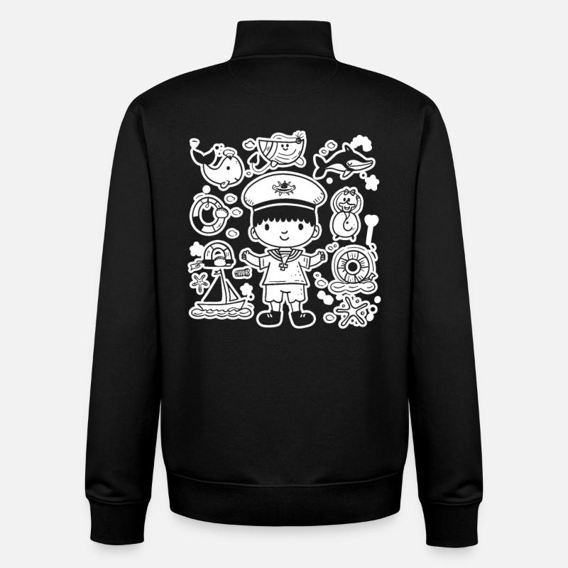 Kleiner Seemann Comic Look - Unisex Organic Zip Sweatshirt von Stanley/Stella - Schwarz