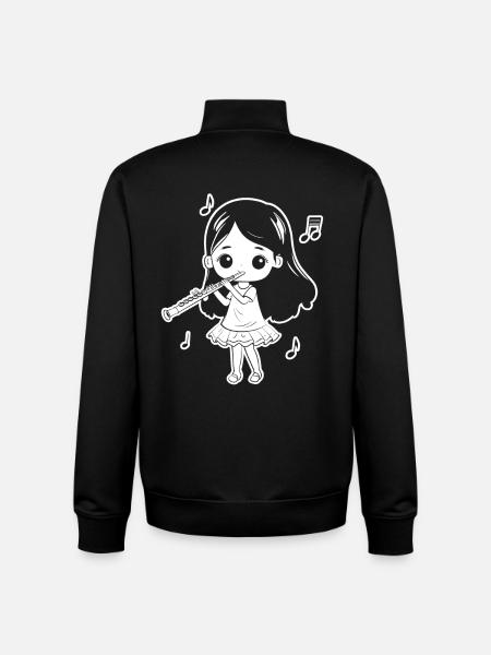 Drôle Flûte Fille Comic Look - Sweat zippé unisexe en coton bio Stanley/Stella - noir