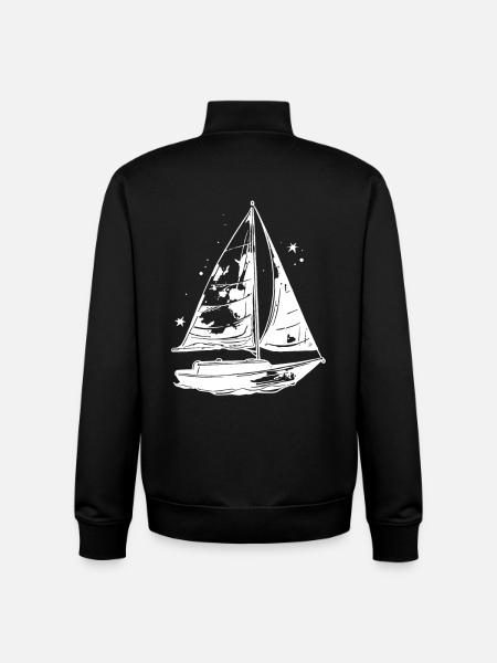 Sailboat Sketch - Unisex Organic Zip Sweatshirt by Stanley/Stella - black