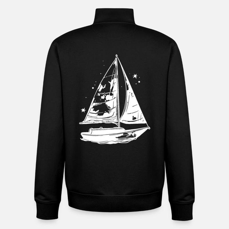 Croquis de voilier - Sweat zippé unisexe en coton bio Stanley/Stella - noir