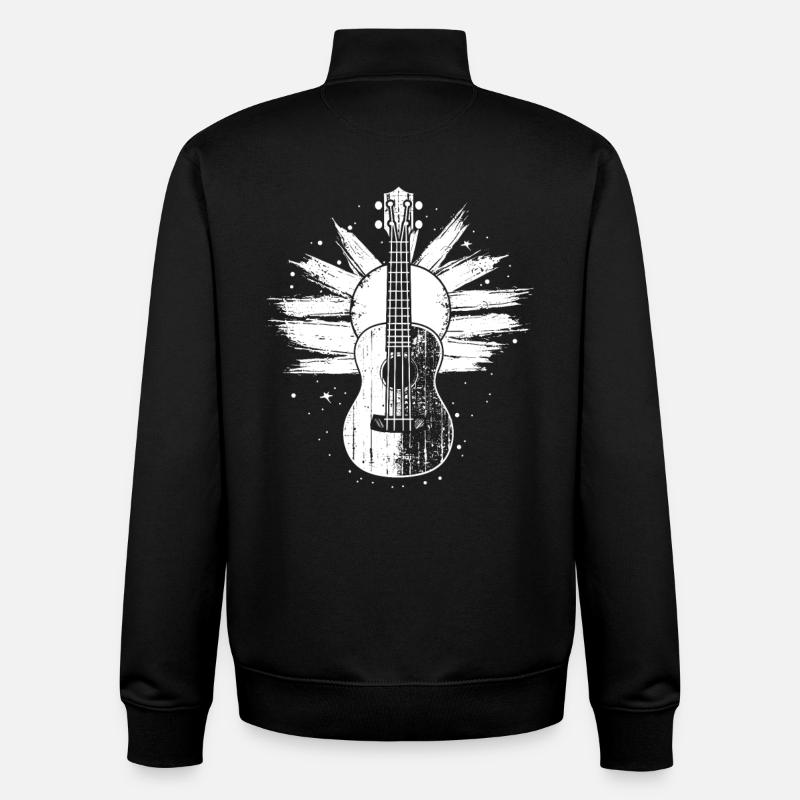 Croquis de ukulélé - Sweat zippé unisexe en coton bio Stanley/Stella - noir