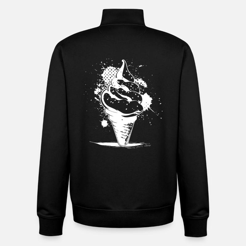 Ice cream cone Drawing - Unisex Organic Zip Sweatshirt by Stanley/Stella - black