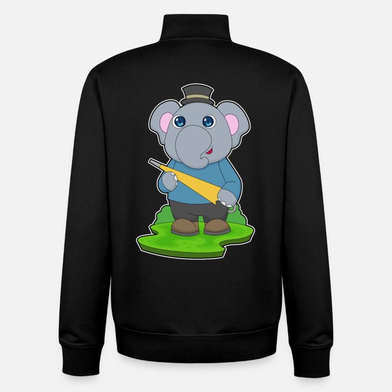 Elephant Rain Umbrella - Unisex Organic Zip Sweatshirt by Stanley/Stella - black