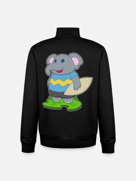 Elephant Surfing Surfboard Summer - Unisex Organic Zip Sweatshirt by Stanley/Stella - black