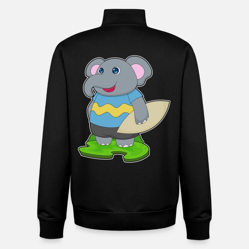 Elefant Surfen Surfbrett Sommer - Unisex Organic Zip Sweatshirt von Stanley/Stella - Schwarz