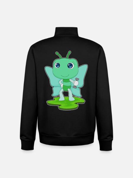 Butterfly Bodybuilder Dumbbell Bodybuilding - Unisex Organic Zip Sweatshirt by Stanley/Stella - black