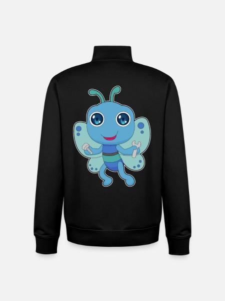 Clé mécanique papillon - Sweat zippé unisexe en coton bio Stanley/Stella - noir
