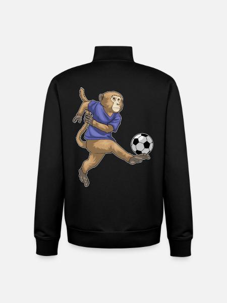 Monkey Soccer Player Soccer - Unisex Organic Zip Sweatshirt by Stanley/Stella - black